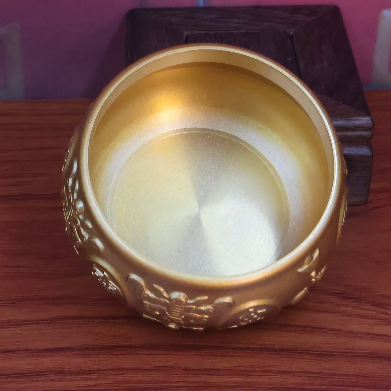 1.6″ Brass Feng Shui Decor Eight Blessings Wealth Bowl for Office Living Room
