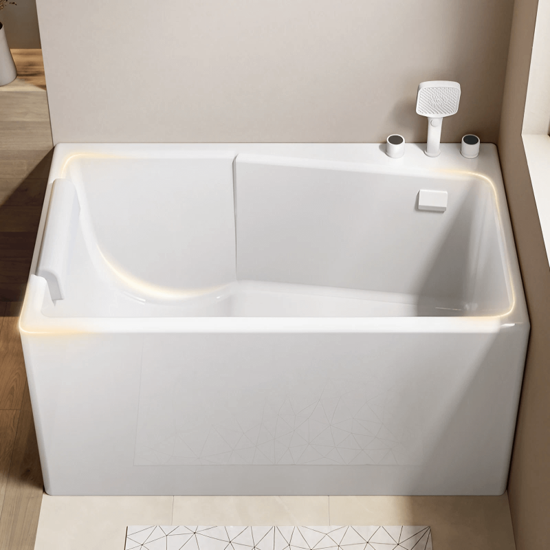 10″ Deep Soaking Tub - Rectangle Modern Acrylic Soaking Bathtub