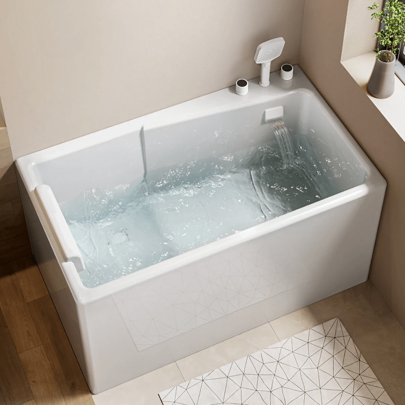 10″ Deep Soaking Tub - Rectangle Modern Acrylic Soaking Bathtub