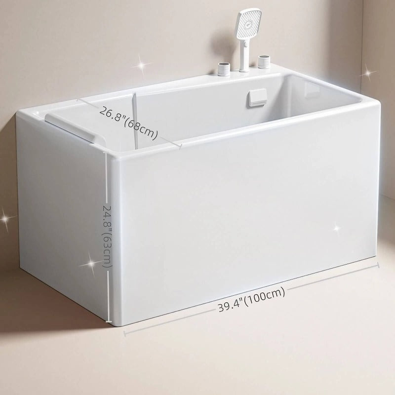 10″ Deep Soaking Tub - Rectangle Modern Acrylic Soaking Bathtub