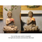 11.0″ Buddha Garden Statue in Resin - Solar Light Source, Suitable for Yard and Balcony