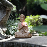11.0″ Buddha Garden Statue in Resin - Solar Light Source, Suitable for Yard and Balcony