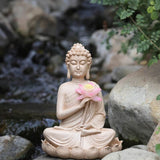 11.0″ Buddha Garden Statue in Resin - Solar Light Source, Suitable for Yard and Balcony