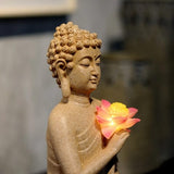 11.0″ Buddha Garden Statue in Resin - Solar Light Source, Suitable for Yard and Balcony
