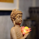 11.0″ Buddha Garden Statue in Resin - Solar Light Source, Suitable for Yard and Balcony