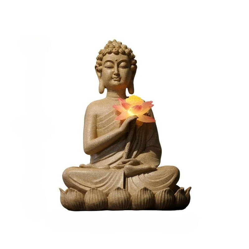 11.0″ Buddha Garden Statue in Resin - Solar Light Source, Suitable for Yard and Balcony