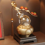11.0″ Resin Feng Shui Decor Persimmon Gourd Wealth Bowl Office Living Room