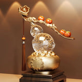 11.0″ Resin Feng Shui Decor Persimmon Gourd Wealth Bowl Office Living Room