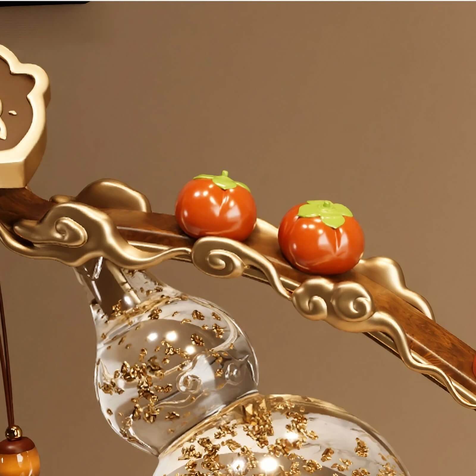 11.0″ Resin Feng Shui Decor Persimmon Gourd Wealth Bowl Office Living Room