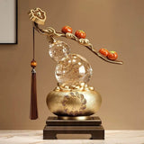 11.0″ Resin Feng Shui Decor Persimmon Gourd Wealth Bowl Office Living Room