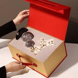 11.4″ Feng Shui Decor Lotus Crystal Gourd Glass Alloy Office Living Room