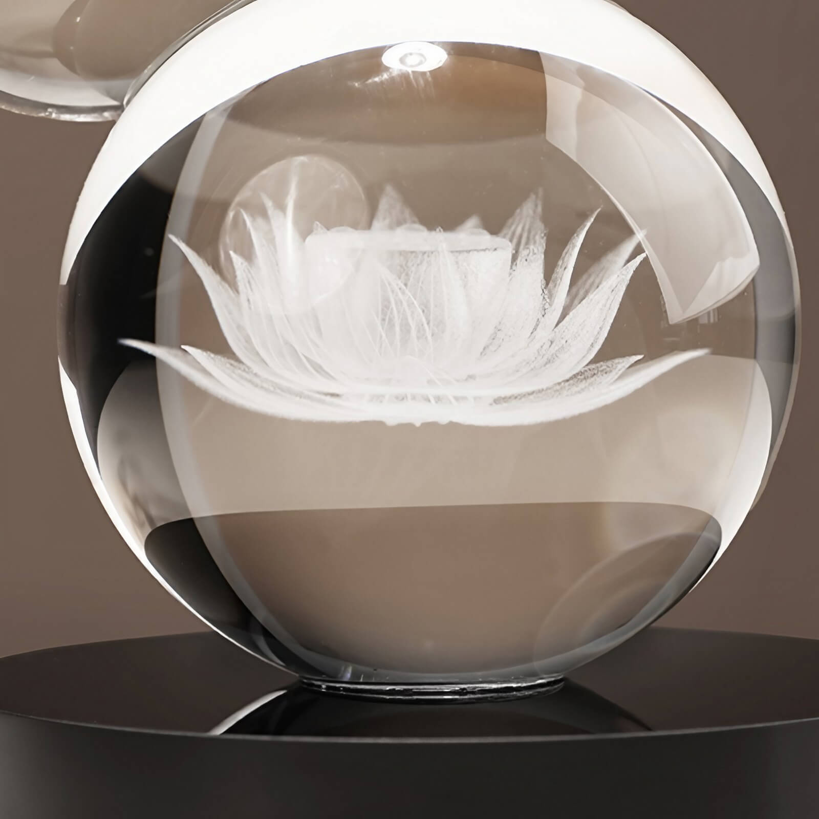 11.4″ Feng Shui Decor Lotus Crystal Gourd Glass Alloy Office Living Room