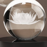 11.4″ Feng Shui Decor Lotus Crystal Gourd Glass Alloy Office Living Room