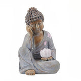 11.8″ Solar Panel Lighted Lotus Bodhisattva - Eco-friendly Resin Garden Buddha Statue for Yard and Balcony