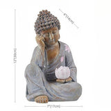 11.8″ Solar Panel Lighted Lotus Bodhisattva - Eco-friendly Resin Garden Buddha Statue for Yard and Balcony