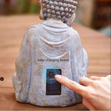 11.8″ Solar Panel Lighted Lotus Bodhisattva - Eco-friendly Resin Garden Buddha Statue for Yard and Balcony