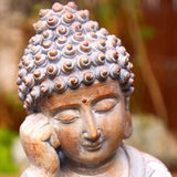 11.8″ Solar Panel Lighted Lotus Bodhisattva - Eco-friendly Resin Garden Buddha Statue for Yard and Balcony