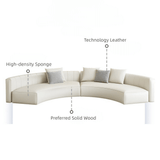 110.2″ Curved Half Circle Couch Modern Beige Brushed Velvet Upholstery