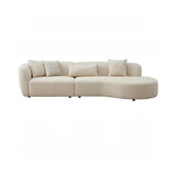 118.1″ Modern Curve Sofa with Pillow - Beige Cotton Linen Upholstery