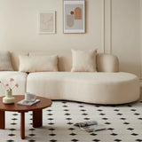 118.1″ Modern Curve Sofa with Pillow - Beige Cotton Linen Upholstery