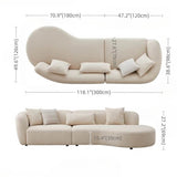 118.1″ Modern Curve Sofa with Pillow - Beige Cotton Linen Upholstery