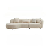118.1″ Modern Curve Sofa with Pillow - Beige Cotton Linen Upholstery