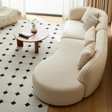 118.1″ Modern Curve Sofa with Pillow - Beige Cotton Linen Upholstery