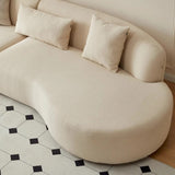 118.1″ Modern Curve Sofa with Pillow - Beige Cotton Linen Upholstery
