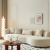 118.1″ Modern Curve Sofa with Pillow - Beige Cotton Linen Upholstery