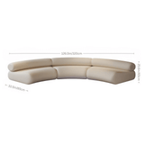 126.0″ Half Circle Couch Modern Beige Brushed Velvet Curved Sofa