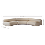 126.0″ Half Circle Couch Modern Beige Brushed Velvet Curved Sofa