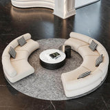 126.0″ Half Circle Couch Modern Beige Brushed Velvet Curved Sofa