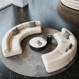 126.0″ Half Circle Couch Modern Beige Brushed Velvet Curved Sofa