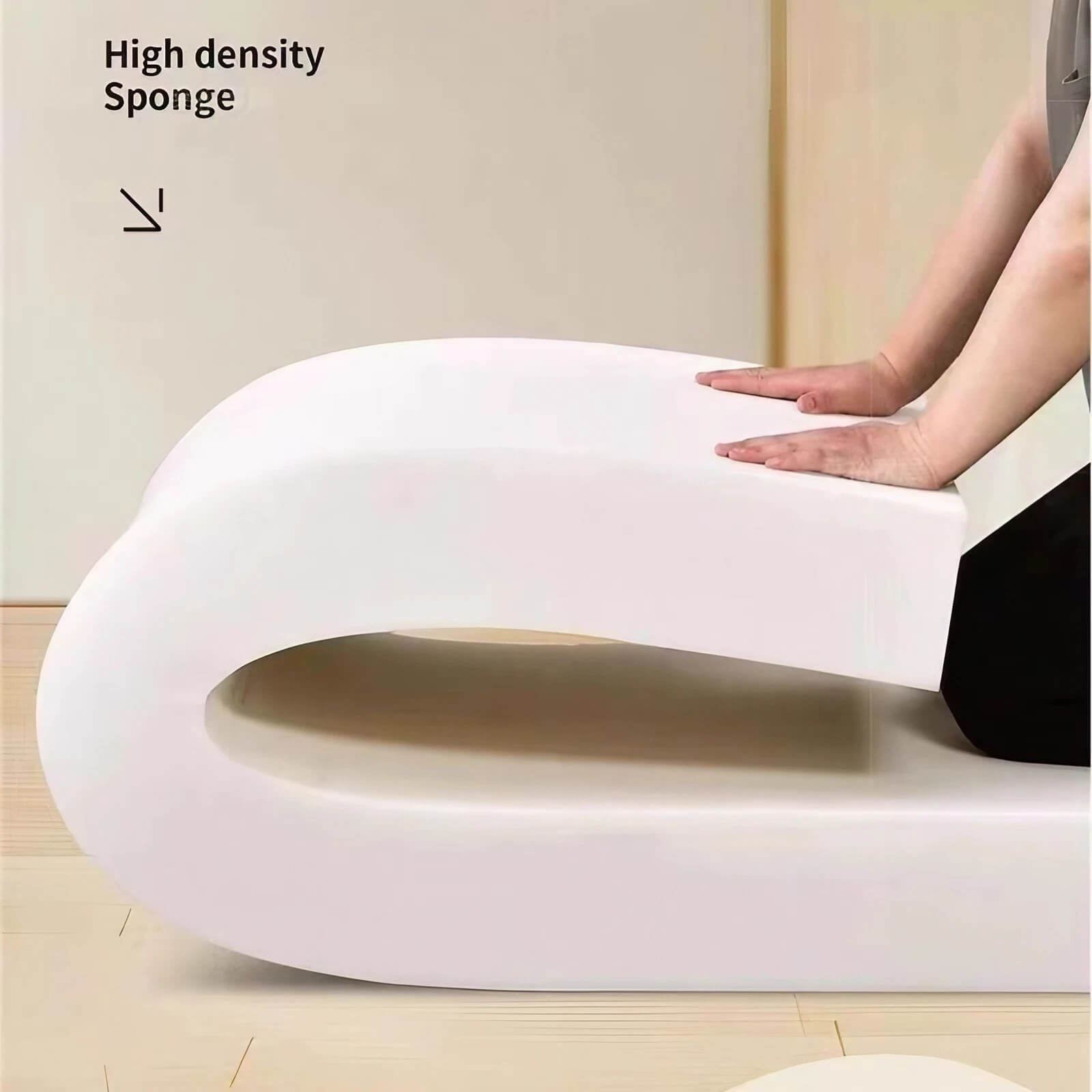 129.9″ Half Circle Couch Beige Velvet Curved Modern Style