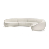 129.9″ Half Circle Couch Beige Velvet Curved Modern Style