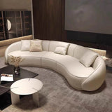 129.9″ Half Circle Couch Beige Velvet Curved Modern Style