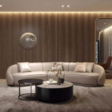 129.9″ Half Circle Couch Beige Velvet Curved Modern Style