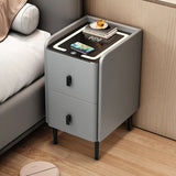 12" Champagne Modern Narrow Bedside Table - Wood with Lighted Drawers & Wireless Charging