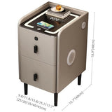 12" Champagne Modern Narrow Bedside Table - Wood with Lighted Drawers & Wireless Charging