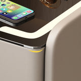 12" Champagne Modern Narrow Bedside Table - Wood with Lighted Drawers & Wireless Charging