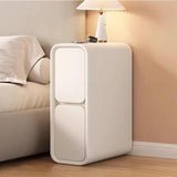 12″ White Wood Narrow Bedside Table - Modern Design with Drawers