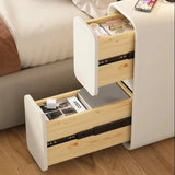 12″ White Wood Narrow Bedside Table - Modern Design with Drawers