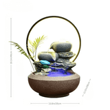13.4″ Feng Shui Decor Resin Tabletop Water Fountain with Rockery for Office Living Room