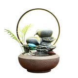 13.4″ Feng Shui Decor Resin Tabletop Water Fountain with Rockery for Office Living Room