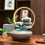 13.4″ Feng Shui Decor Resin Tabletop Water Fountain with Rockery for Office Living Room