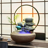 13.4″ Feng Shui Decor Resin Tabletop Water Fountain with Rockery for Office Living Room