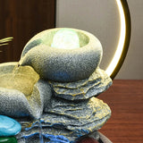 13.4″ Feng Shui Decor Resin Tabletop Water Fountain with Rockery for Office Living Room