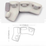 131.5″ Curved Sectional Sofa - Modern Beige Upholstered Chenille