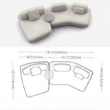 131.5″ Curved Sectional Sofa - Modern Beige Upholstered Chenille