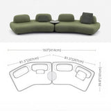 131.5″ Curved Sectional Sofa - Modern Beige Upholstered Chenille